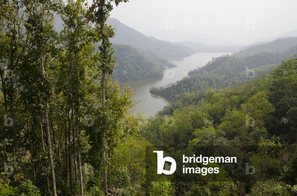 Rupa Lak in misty Himalayan foothills, near Pokhara, Nepal (photo)