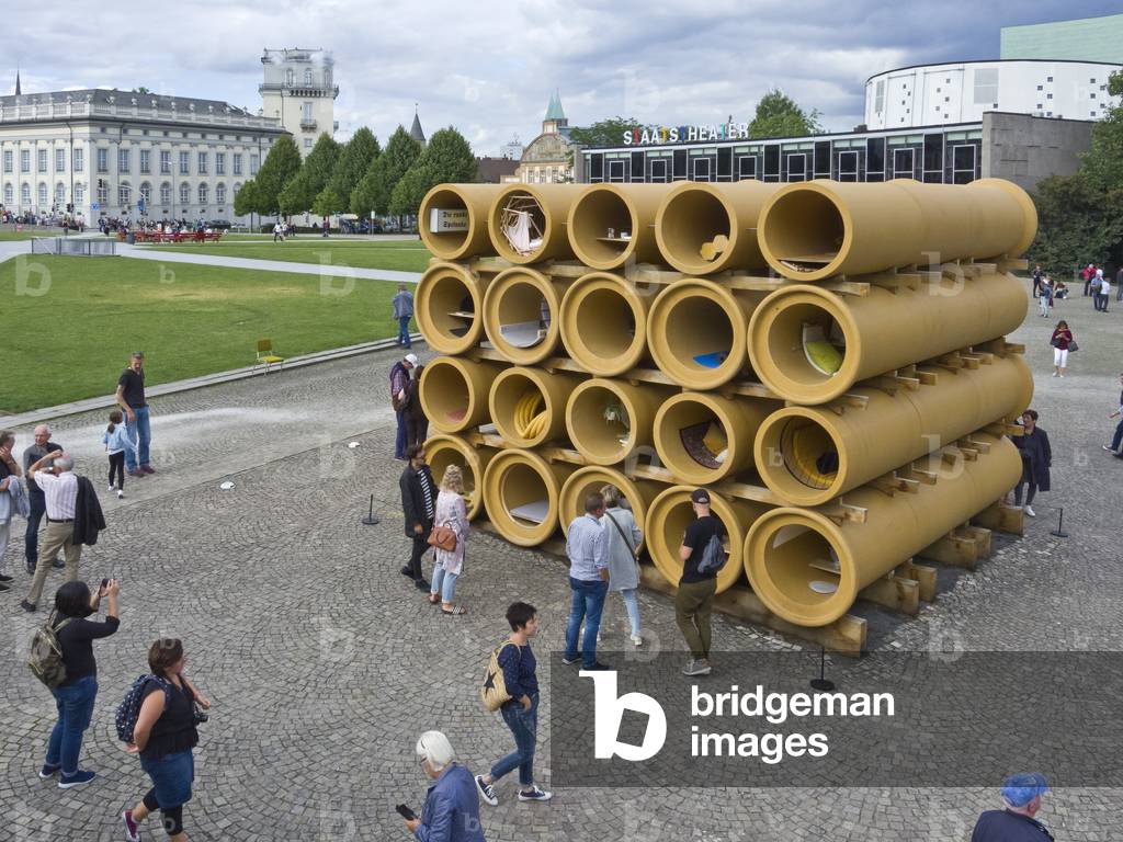 When We Were Exhaling Images', 2017, by Hiwa K., 
Documenta 14 art exhibition, 2017, 
Friedrichsplatz, Kassel, Germany (photo)