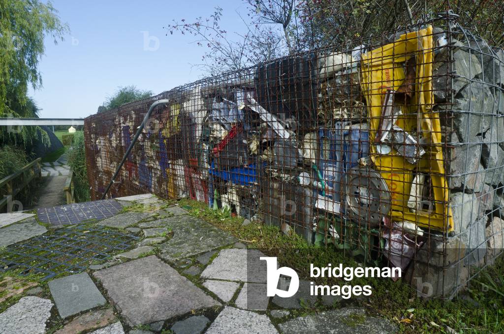 Wall Made of Rubbish, Elbauenpark, Magdeburg, Saxony-Anhalt, Germany (photo)