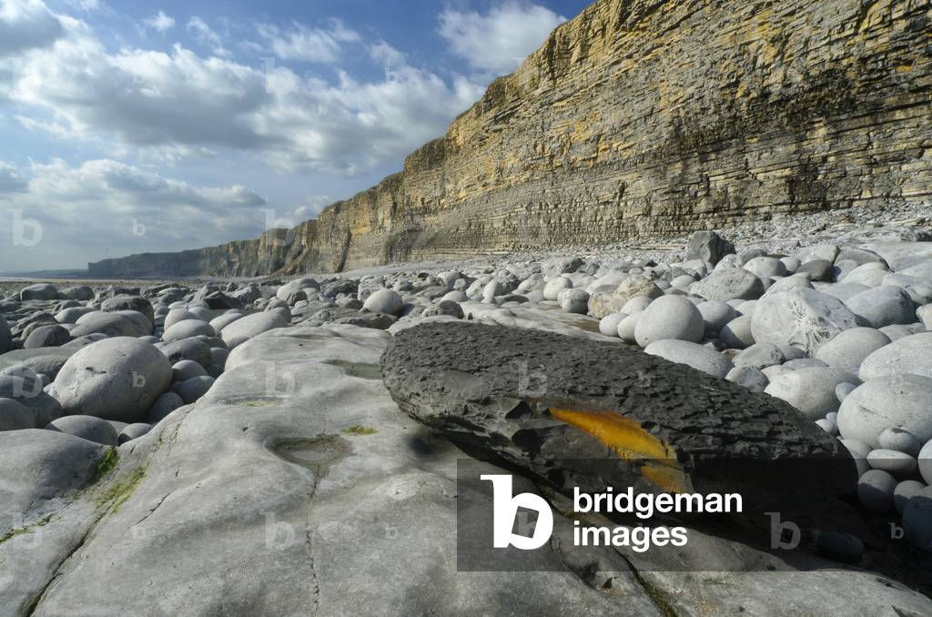 Glamorgan Heritage Coast: Liassic Limestone and Sea Cliffs, Vale of Glamorgan, South Wales, UK (photo)