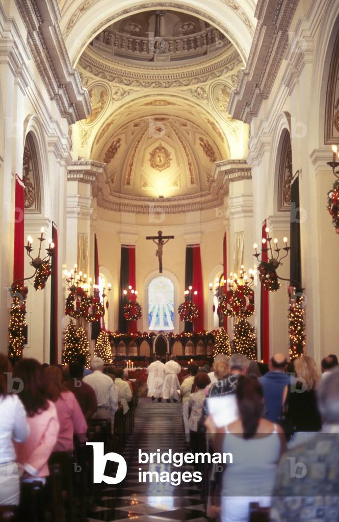 Cathedral of Old San Juan Puerto Rico. Interior at Christmas time (photo)
