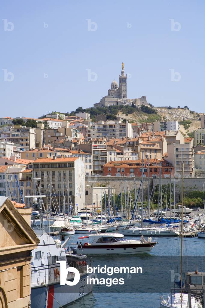 The  Old Harbour at Marseille South France, with Basilica 