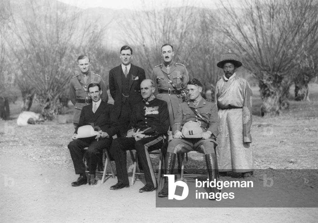 Members of the 1936 British Mission to Lhasa, Dekyi Lingka, Tibet, 22nd November 1936 (b/w photo)