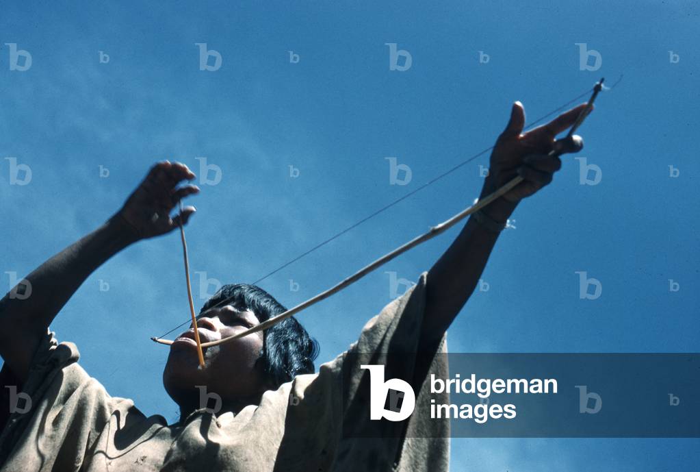 A Maraca woman playing a musical bow, Sierra de Perija, Cesar department, Colombia, 1960-61 (photo)