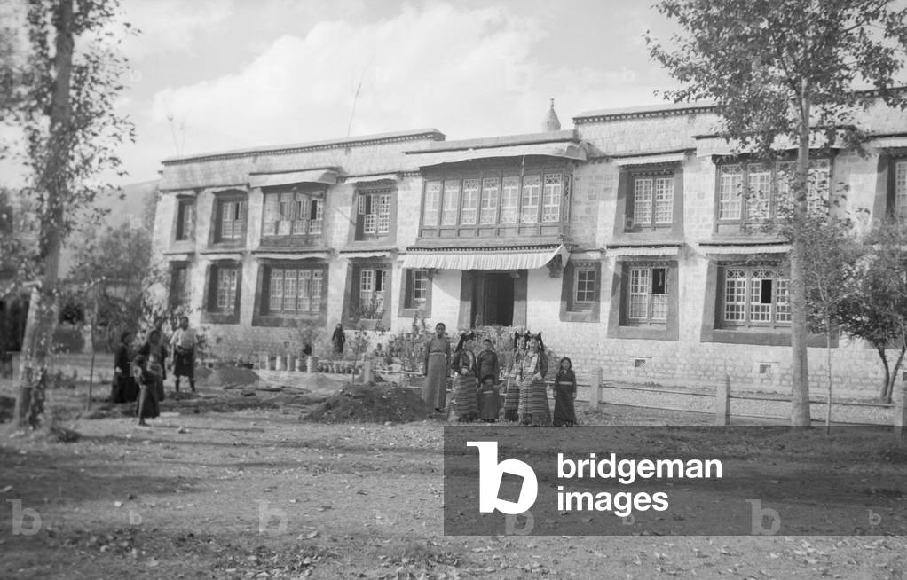 Tsarong's house in Lhasa, Tibet, 1936 (b/w photo)