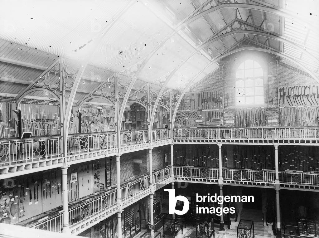 Interior of the Pitt Rivers Museum, c.1885-60 (b/w photo)