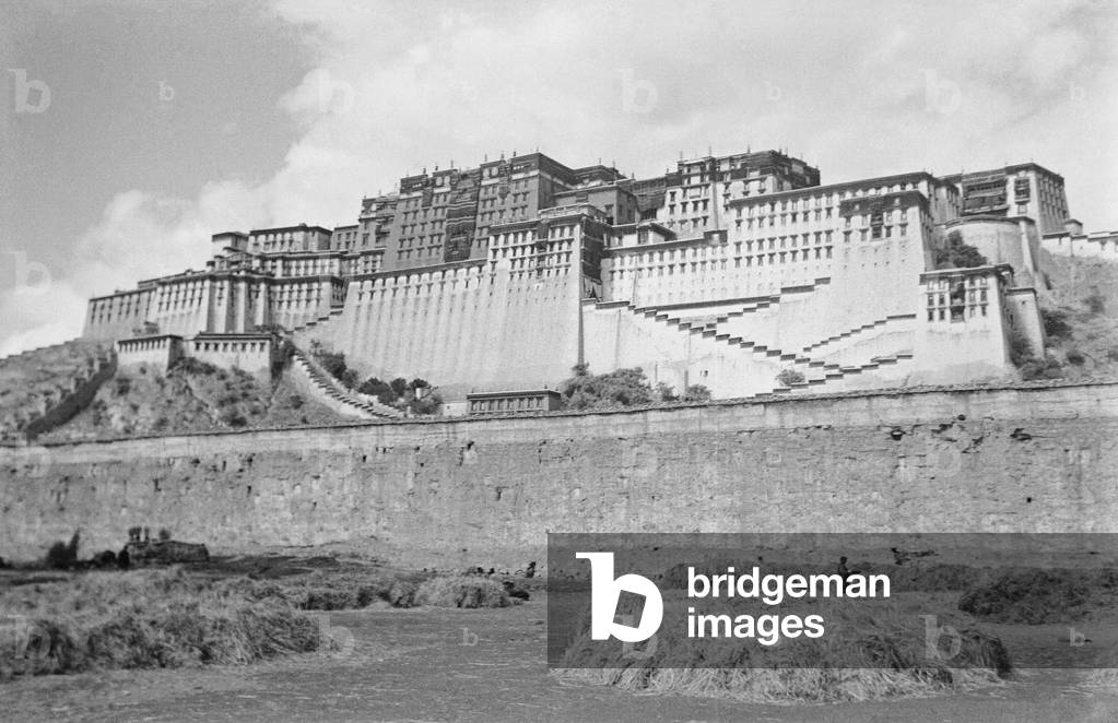 The south face of the Potala Palace, Lhasa, Tibet, September-Demember 1936 (b/w photo)