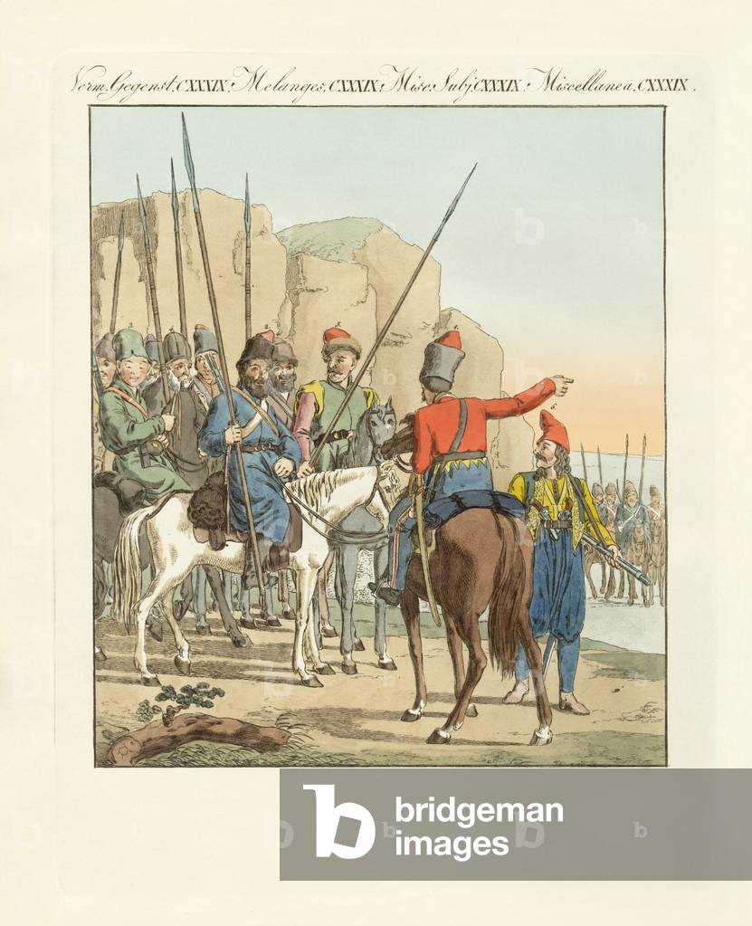 Lighty Russian irregular cavalry (coloured engraving)