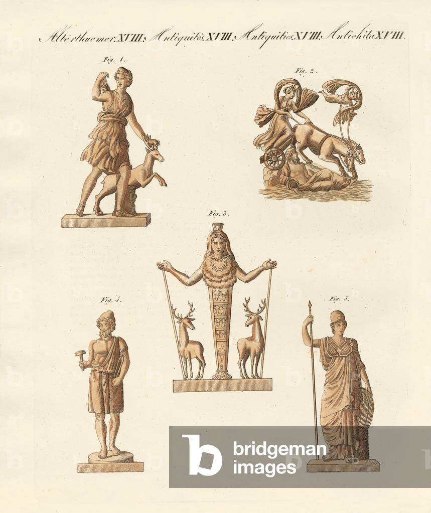 Divinities of the Greeks and Romans (coloured engraving)
