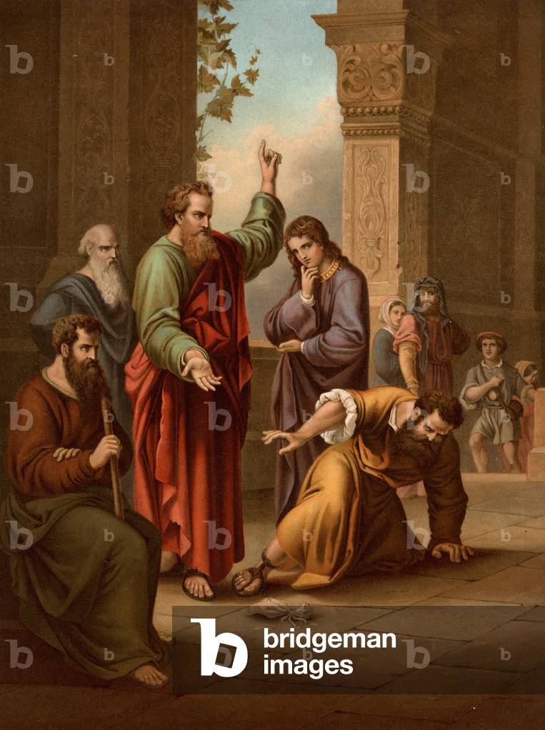 Ananias and Sapphira (colour litho)