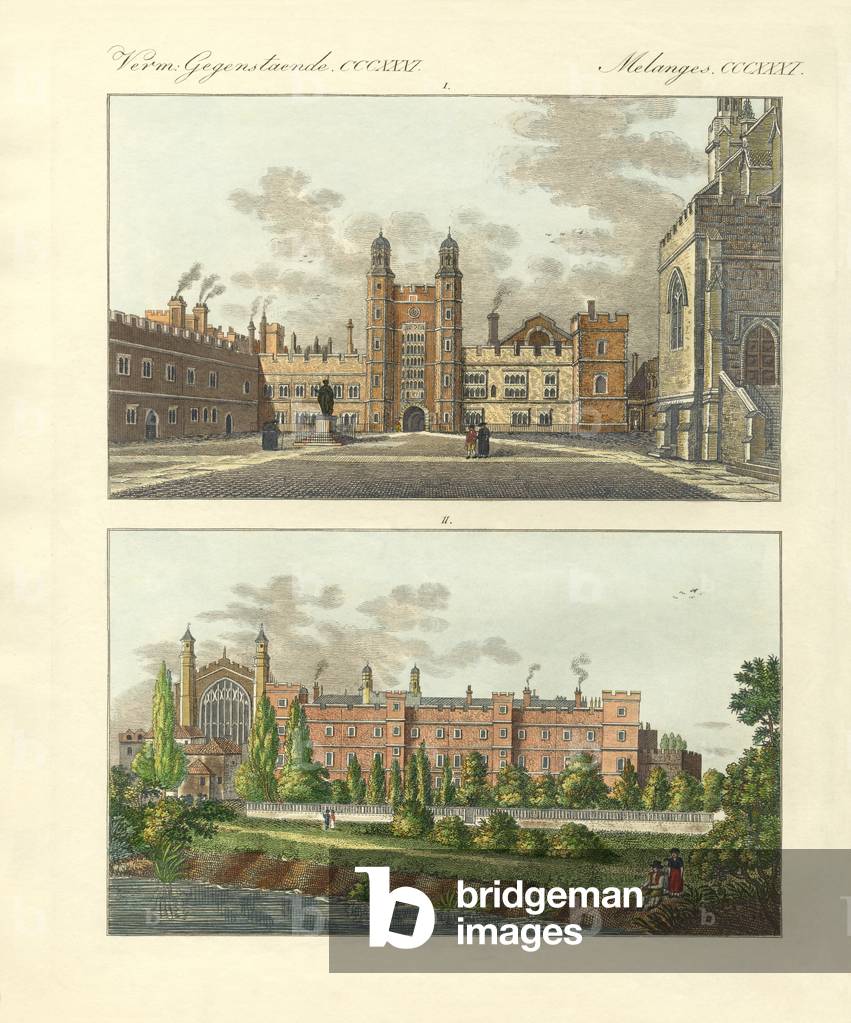 The school of Eton (coloured engraving)