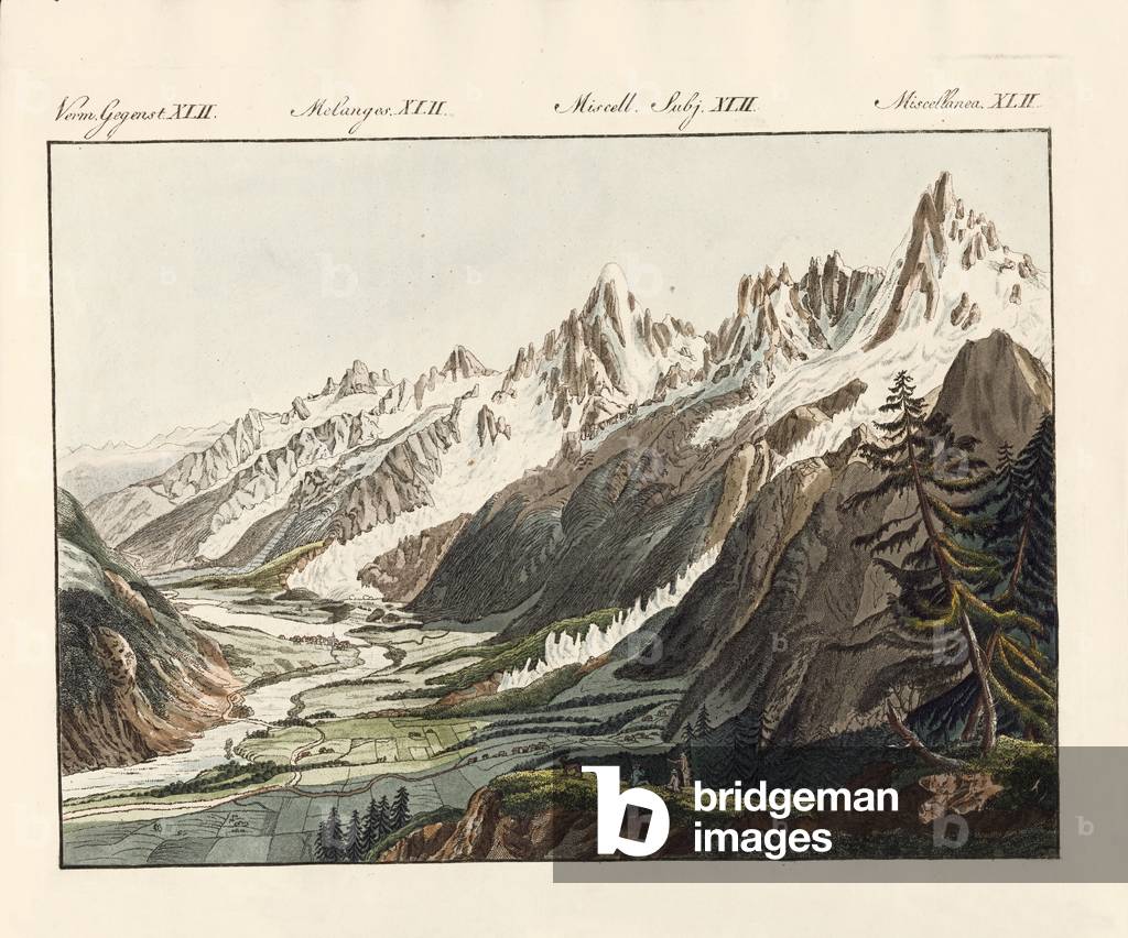 Alpen Glacier (coloured engraving)