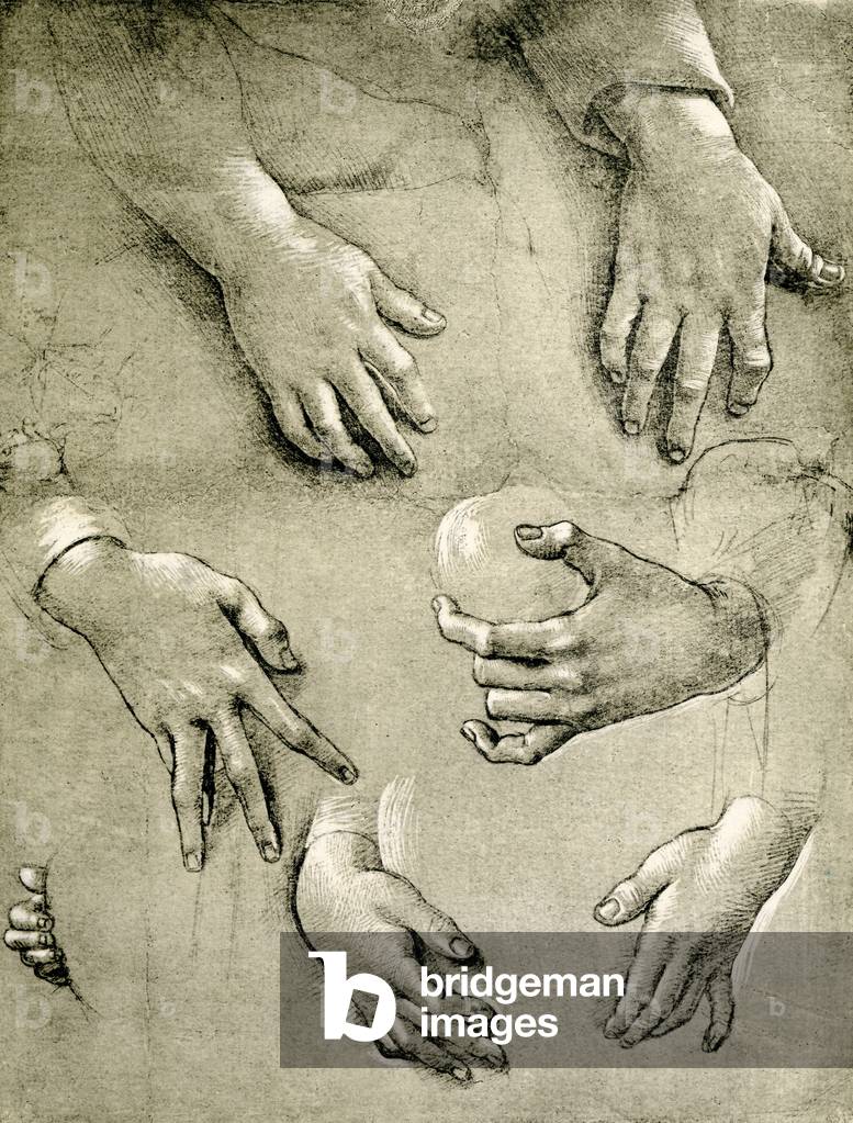 Hands studies to a Madonna