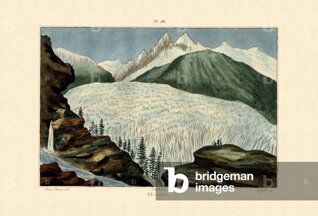 Glaciers, 1833-39 (coloured engraving)