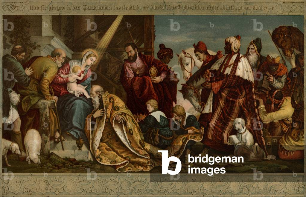The Adoration of the Magi (colour litho)