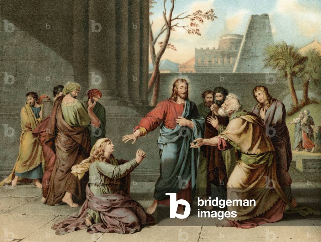 The Canaanite woman (colour litho)