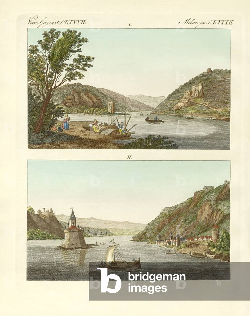Picturesque views of the Rhine (coloured engraving)