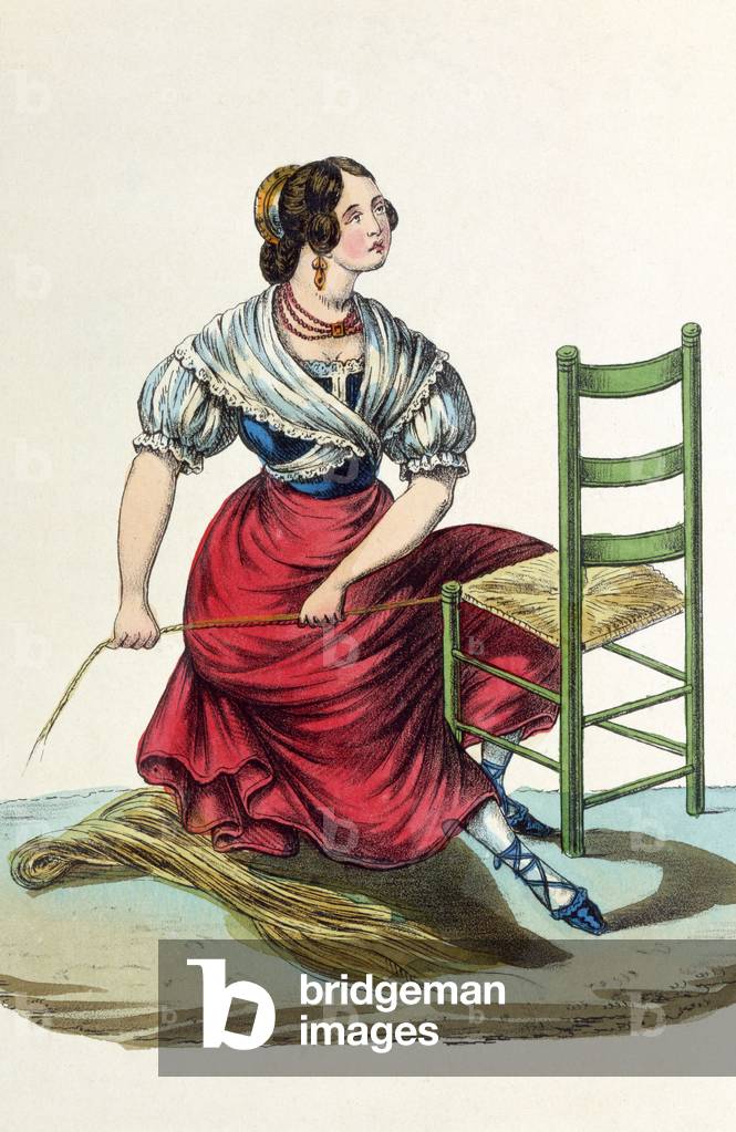 Straw chair maker (colour litho)
