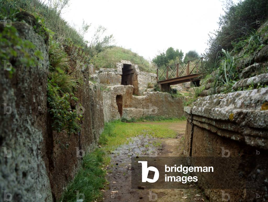 Burial mounds in the Banditaccia Necropolis, Cerveteri, Italy (photo)