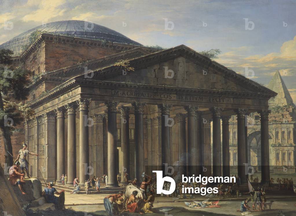 Roman monuments and the Pantheon (oil on canvas)