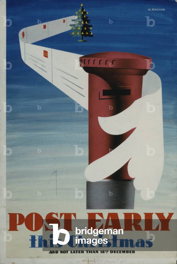 Post Early this Christmas, 1945 (colour litho)