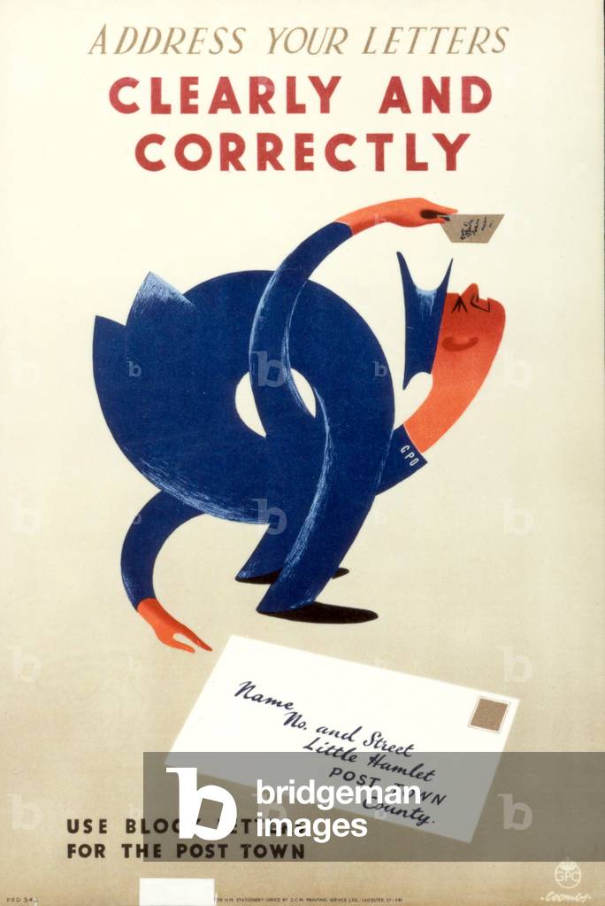 'Address Your Letters Clearly and Correctly', 1950 (colour litho)