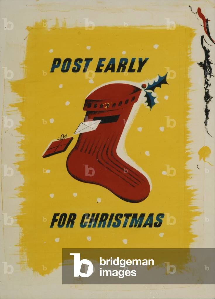 Post Early for Christmas, 1956 (poster paint on board)