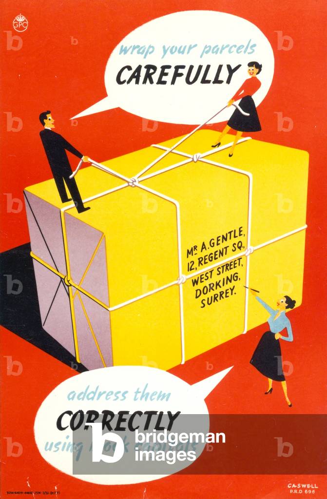 Wrap your parcels carefully, 1953 (colour litho)