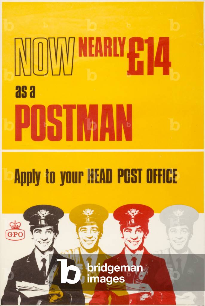 Now Nearly £14 as a Postman, 1965 (colour litho)