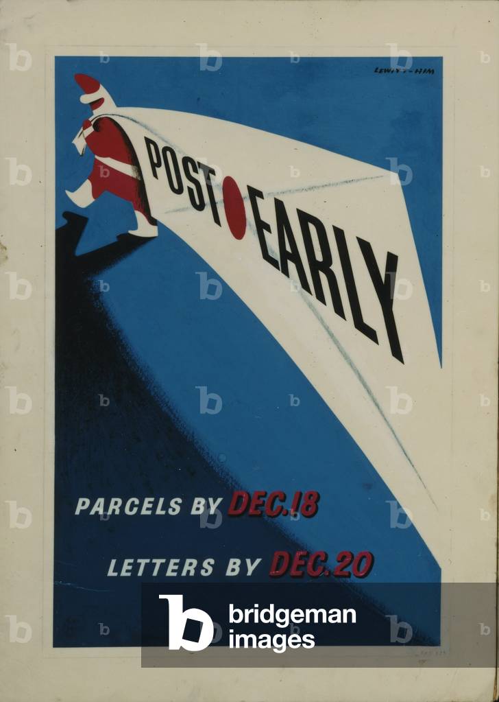 Post Early, 1948 (poster paint & ink on board)