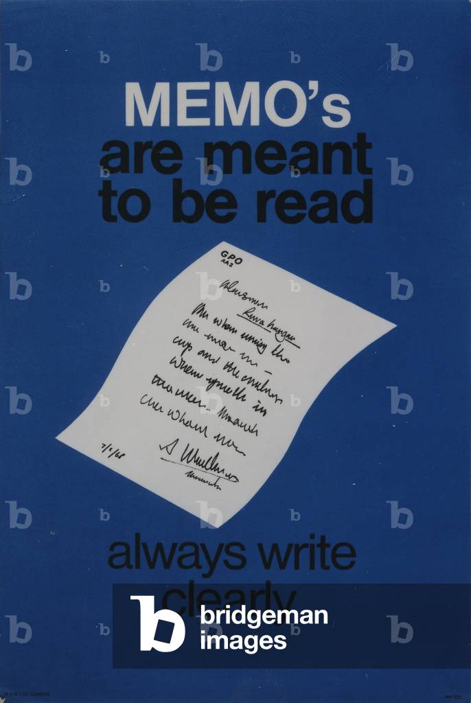 Memos are meant to be read - always write clearly, 1968 (colour litho)