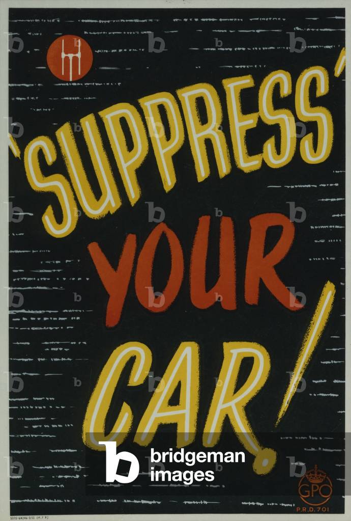 'Suppress' your car!, 1953 (colour litho)