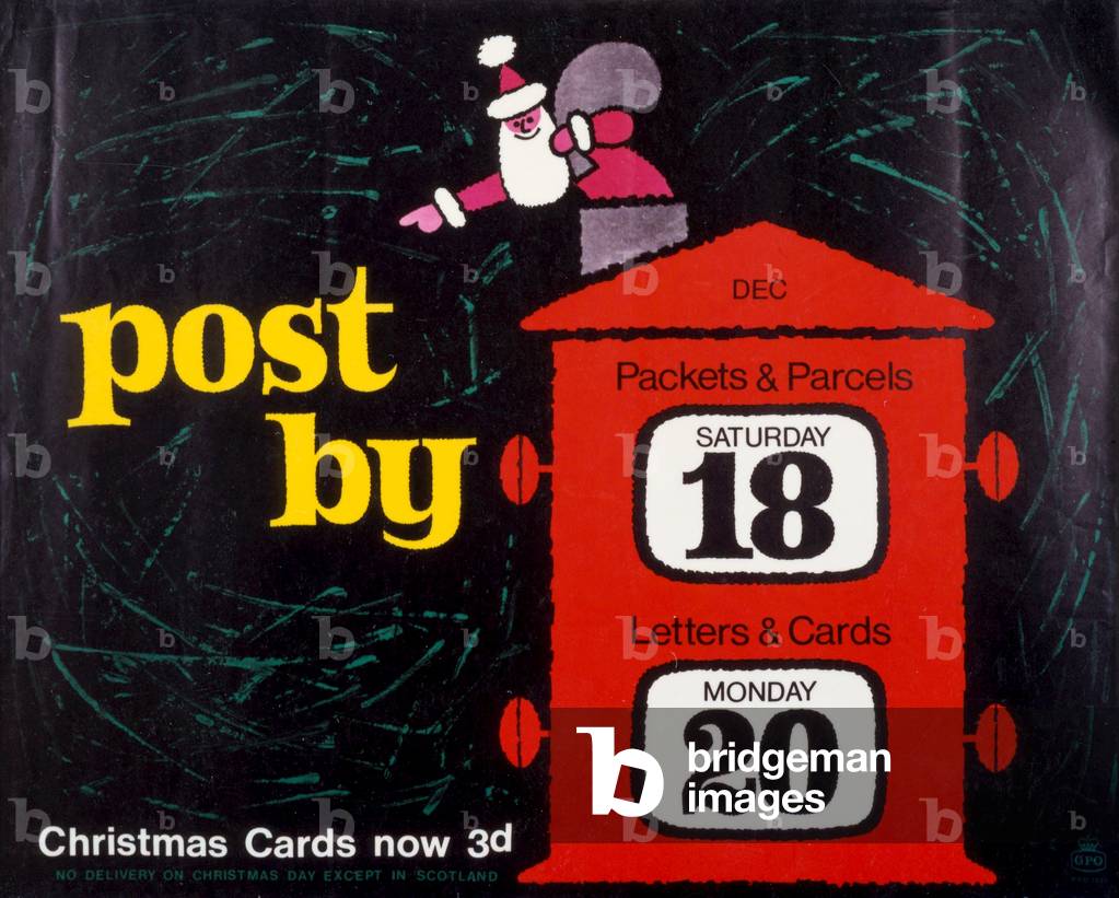 Post by Dec 18th packets and parcels, Dec 20th letters and cards, 1965 (colour litho)