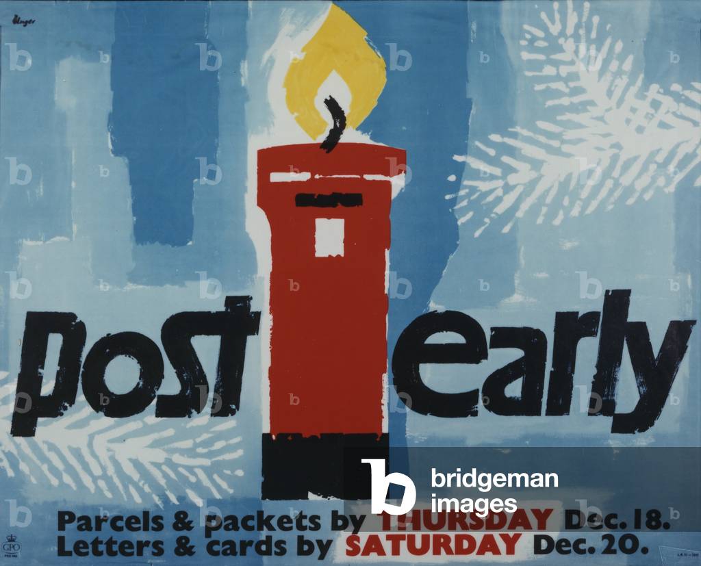 Post Early, Parcels and packets by Thursday Dec 18, Letters and cards by Saturday Dec 20, 1958 (colour litho)