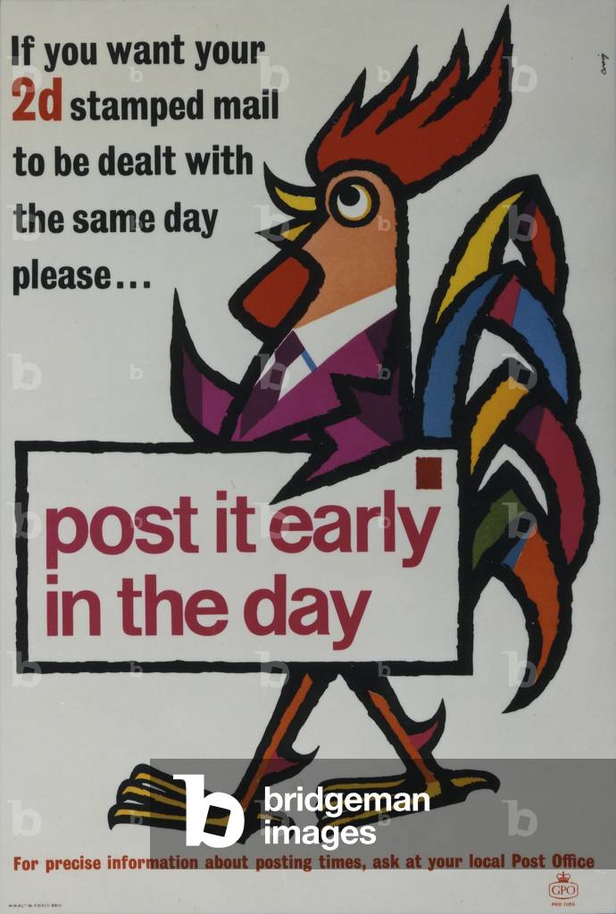 If you want your 2d stamped mail to be dealt with the same day please... Post it early in the day, 1961 (colour litho)