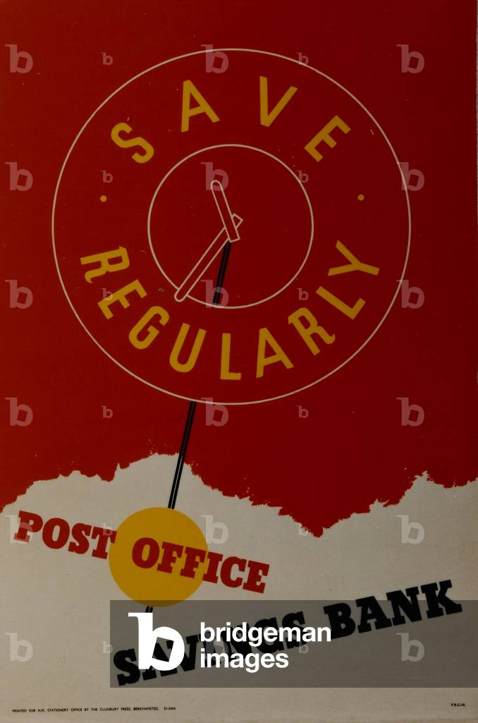 Save Regularly - Post Office Savings Bank, 1945 (colour litho)