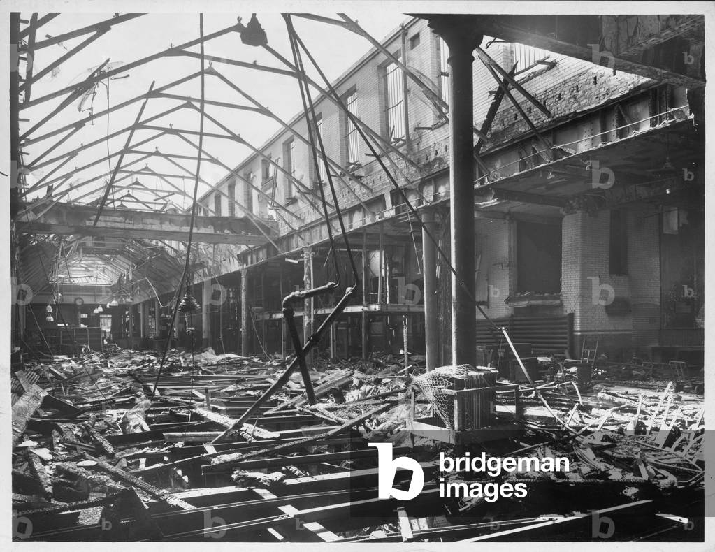 Bomb damage at Mount Pleasant, 1943 (b/w photo)