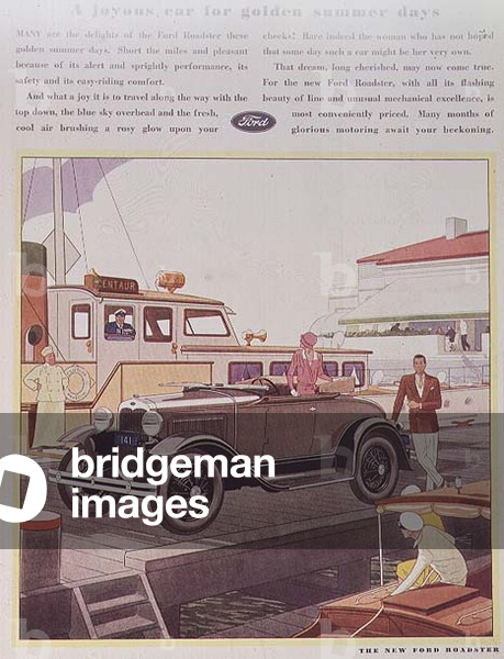 Illustration from Harper's Bazaar, August 1930, The New Ford Roadster 99