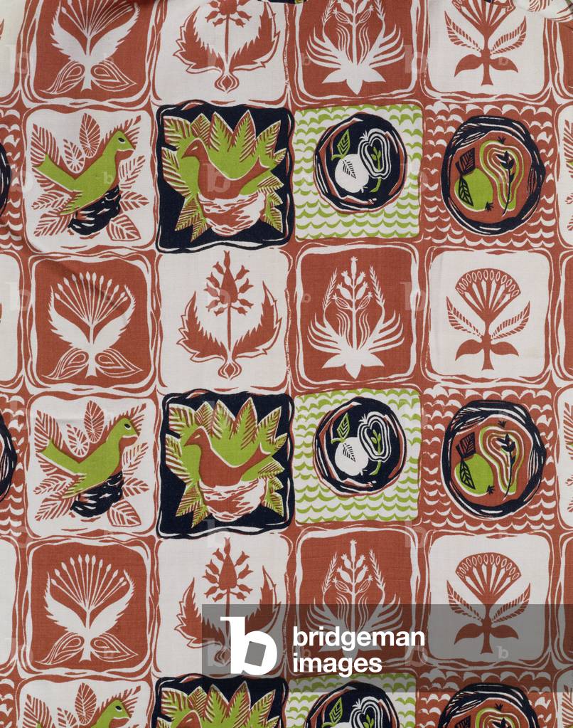 Curtain fabric, manufactured by Heal & Co., 1950s (printed linen) (see also 122494)