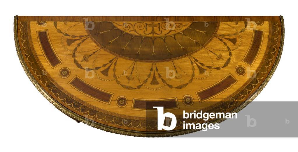 Satinwood and marquetry semi elliptical commode (wood)