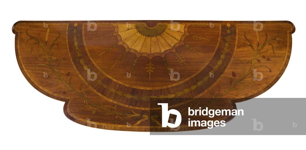 Sabicu and marquetry bow fronted commode (wood)