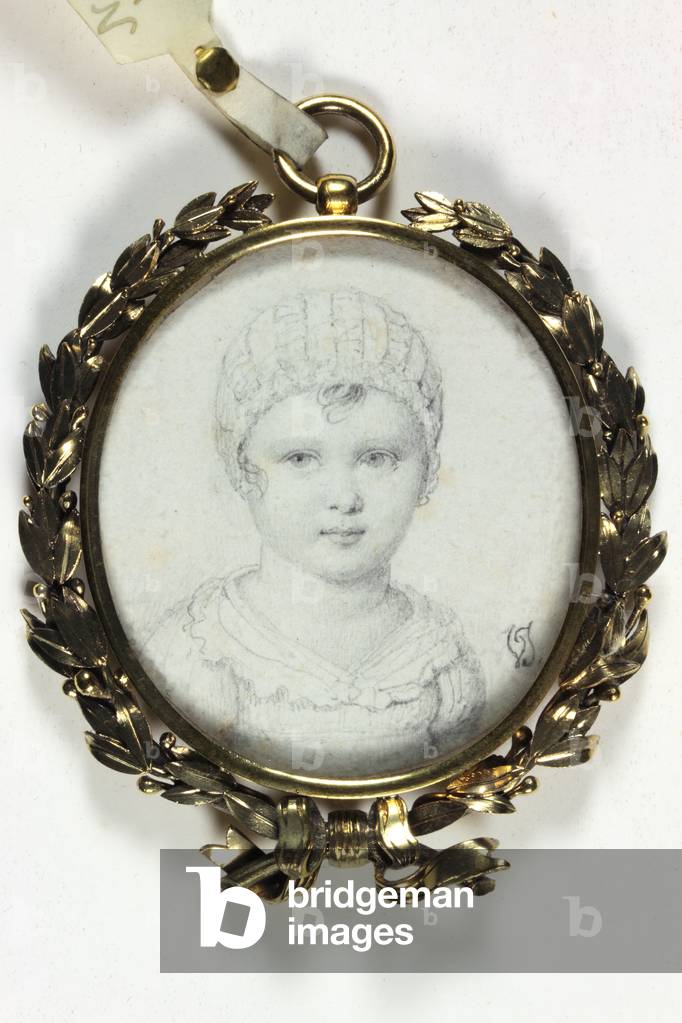 Drawing of a young child traditionally identified as Napoleon II (pencil on card)