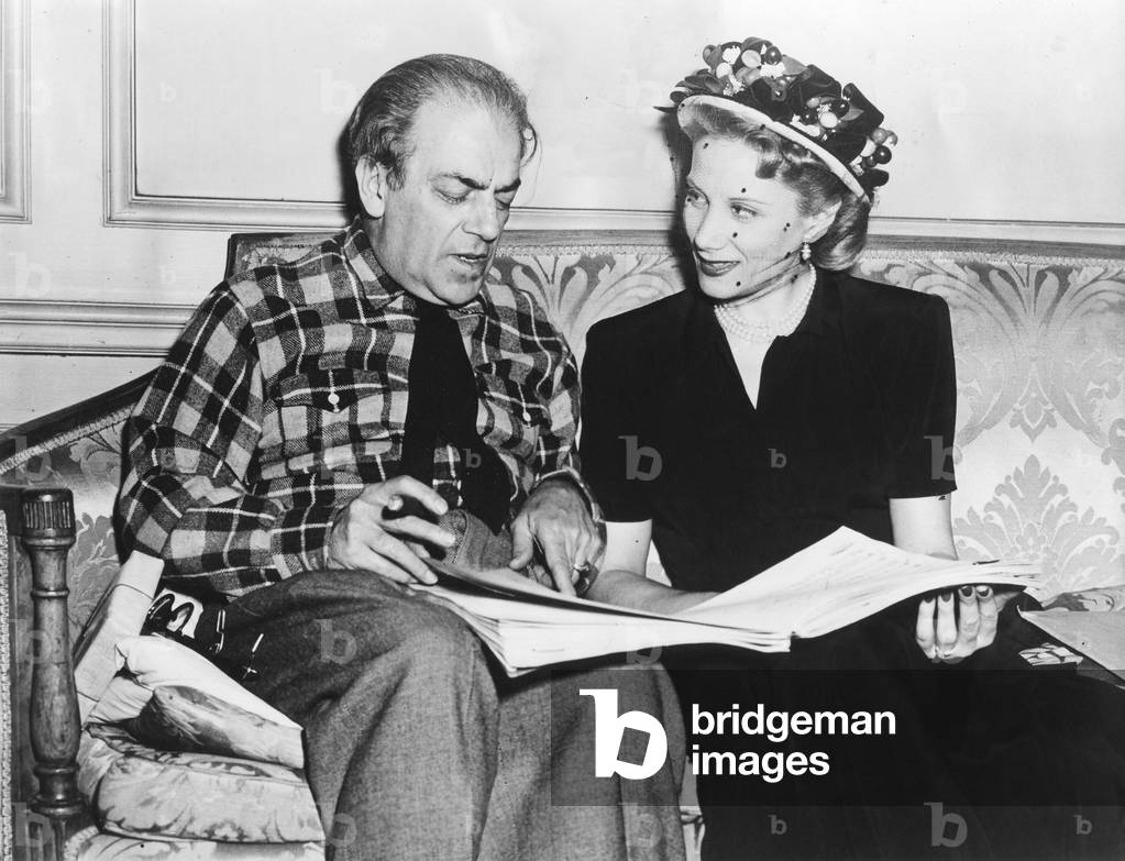 Heitor Villa-Lobos Brazilian composer  and  Dorothy Sarnoff American soprano study score of Magdalena New York 1948