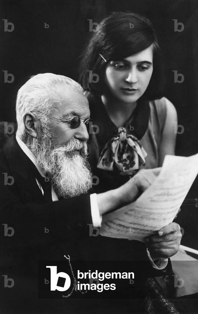 Otakar Sevcik, Czech violinist & teacher with pupil (b/w photo)