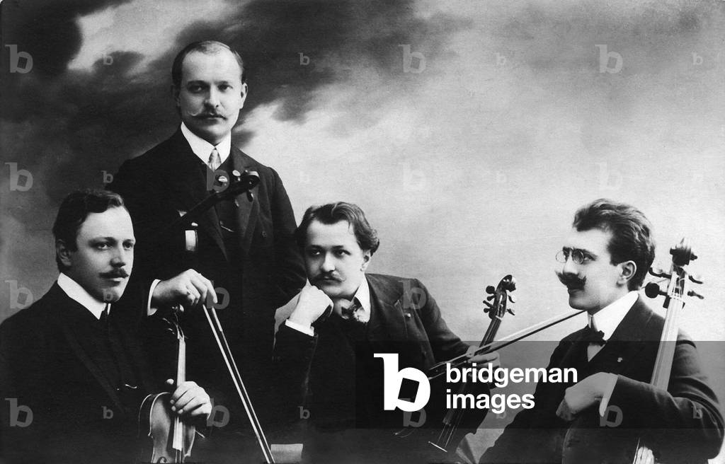 Sevcik quartet , 1904 . Left to right: Karel Prochazka, Bohuslav Lho sky, Karel Moravec, Bedrich Vas