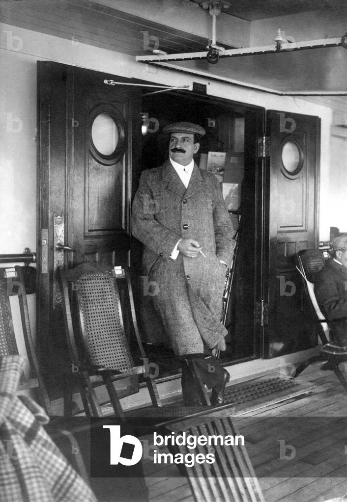 Antonio Scotti (25 January 1866 - 26 February 1936), Italian baritone, on board the steamship Kaiser Wilhelm II, 1908
