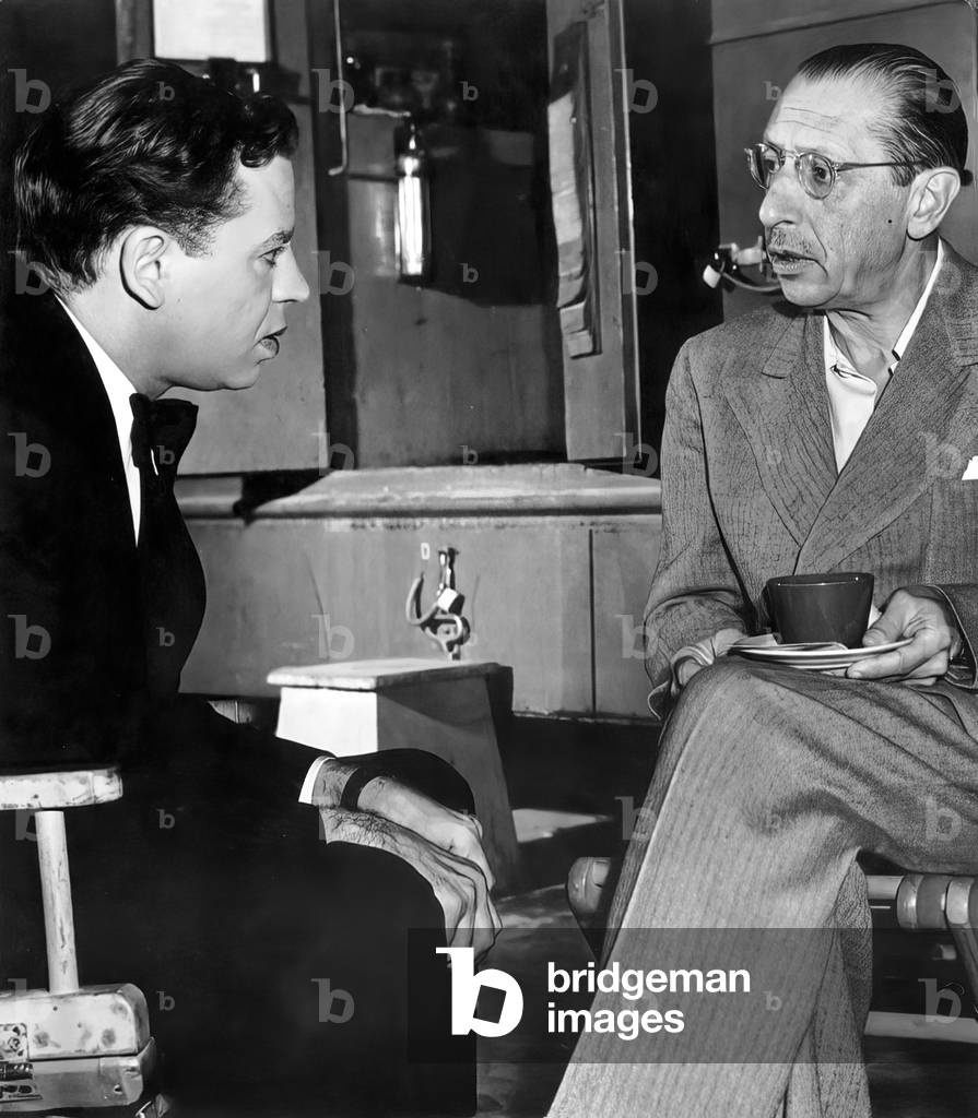 Igor Stavinsky & Oscar Levant,  Russian composer with  American pianist, composer, conductor, 1942 (b/w photo)