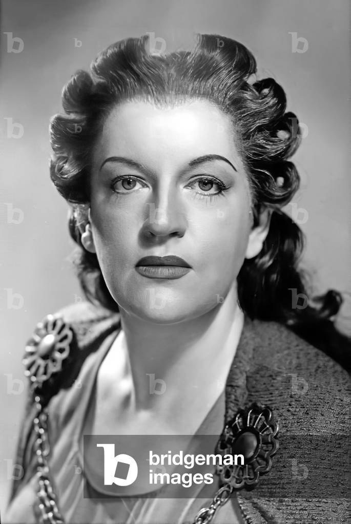 Astrid Varnay, Swedish-born Hungarian soprano, as Brunnhilde, 1955 (b/w photo)