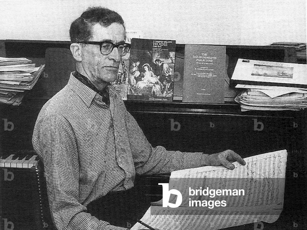 Roy Douglas with score of Vaughan Williams 's The First Nowell