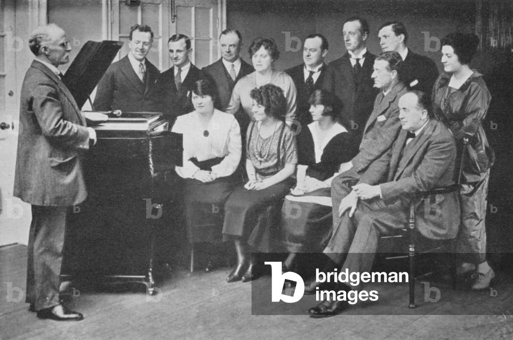 Walter Glynne at an HMV recording session, standing third from left